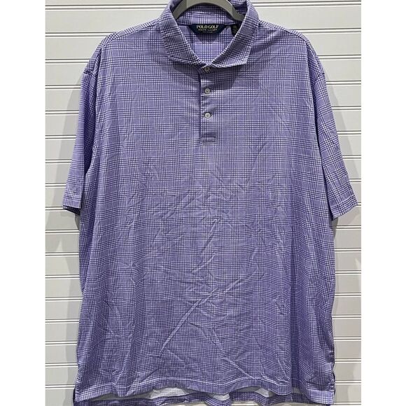 Polo Golf Ralph Lauren Purple Gingham Check Golf‎ Polo Shirt XXL - Picture 1 of 6